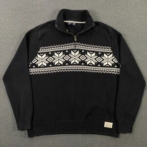 Polo Jeans Co‎ Ralph Lauren Sweater Mens Large Fair Isle Nordic 1/4 Zip Vintage